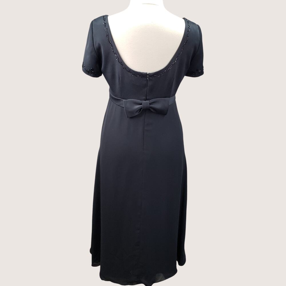 Liz Claiborne Night 14P Petite Black Evening Dress Sequin Bodice Lined Chiffon - Picture 4 of 16